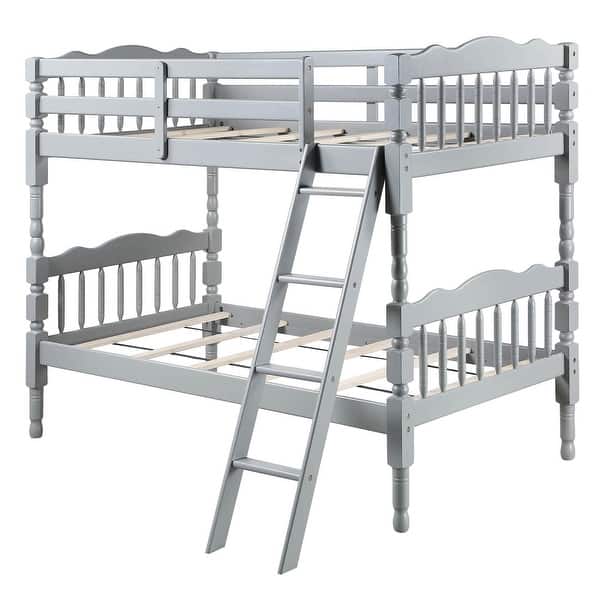 slide 2 of 8, Traditional Design Twin over Twin Bunk Bed Blue