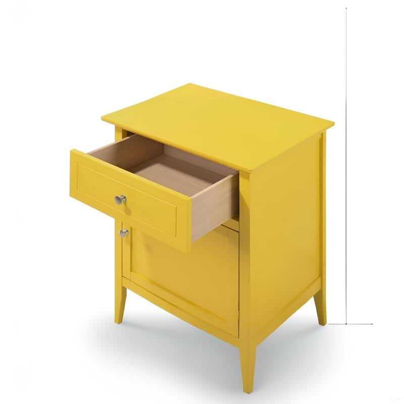 Yellow Casual Nightstand with Drawer