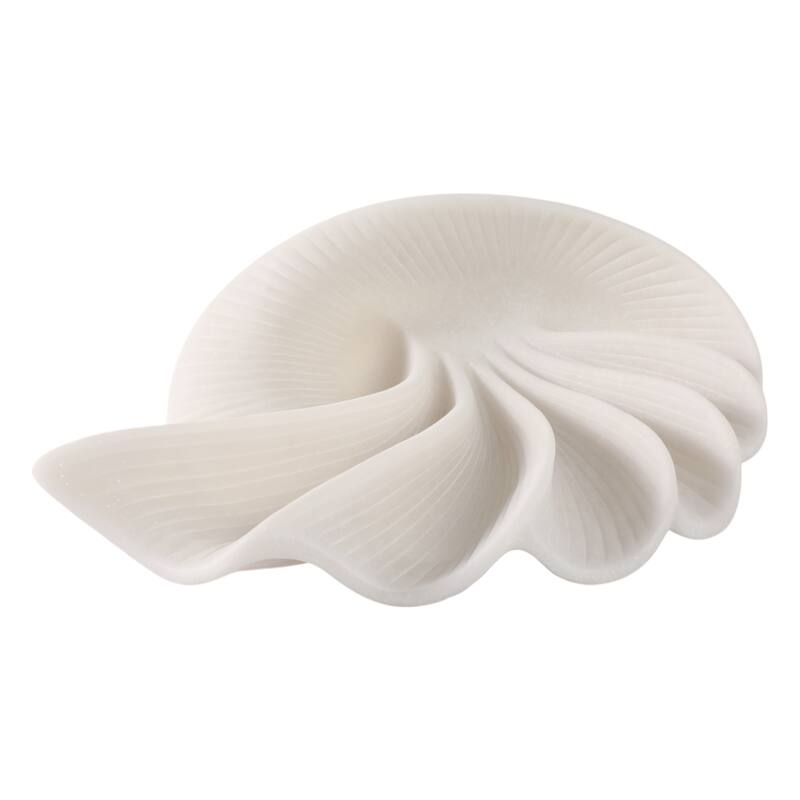 Resin Sculpture Modern Fan-Shaped Abstract Design - 16" White - 14" x 8" x 16"