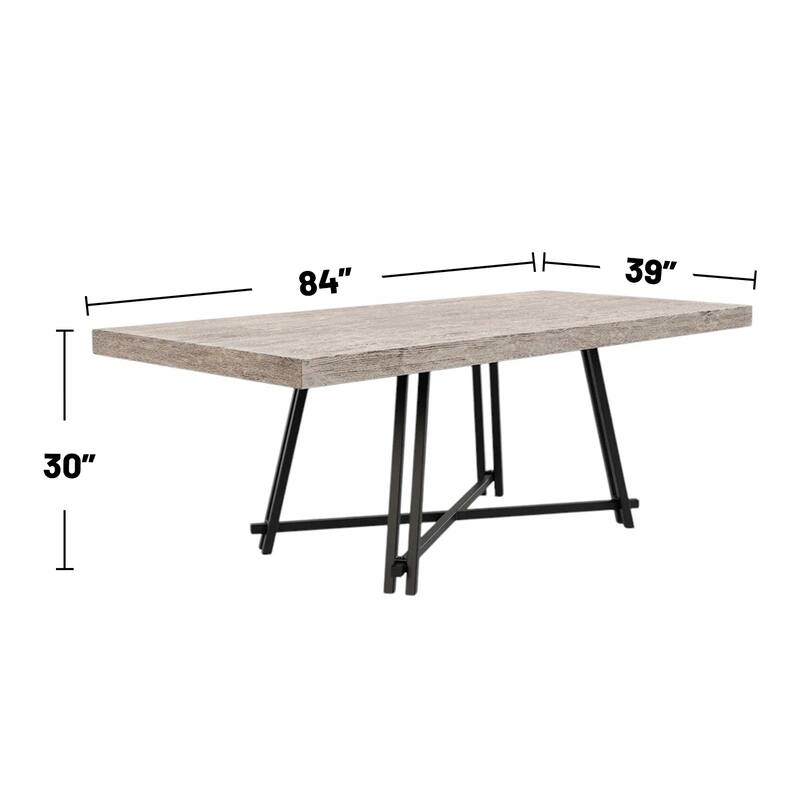 7 Piece Rectangular Wooden Dining Set in Black and Light Gray