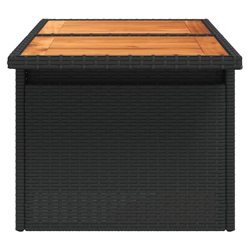 vidaXL Patio Table Rectangular Backyard Garden Poly Rattan and Acacia Wood - 39.4 x 21.7 x 28.7 in