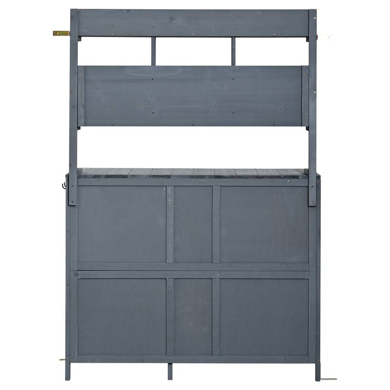 Roomfitters Garden Potting Bench with Storage Hutch, Outdoor Potting Table with 6 Drawers and Cabinets, Shelves