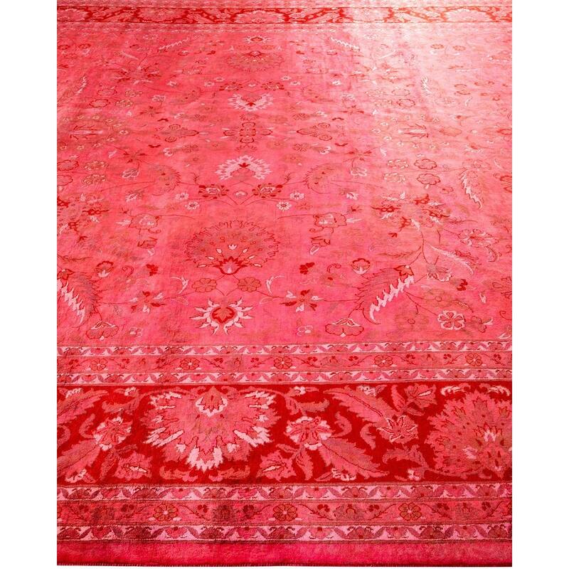 Overton Hand Knotted Wool Vintage Inspired Modern Contemporary Overdyed Pink Area Rug - 9' 2" x 12' 4"