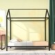 preview thumbnail 2 of 12, Twin Size Metal House Bed Frame for Kids, Adjustable Platform Bed with Slats, No Box Spring Needed, Creative Playhouse Design