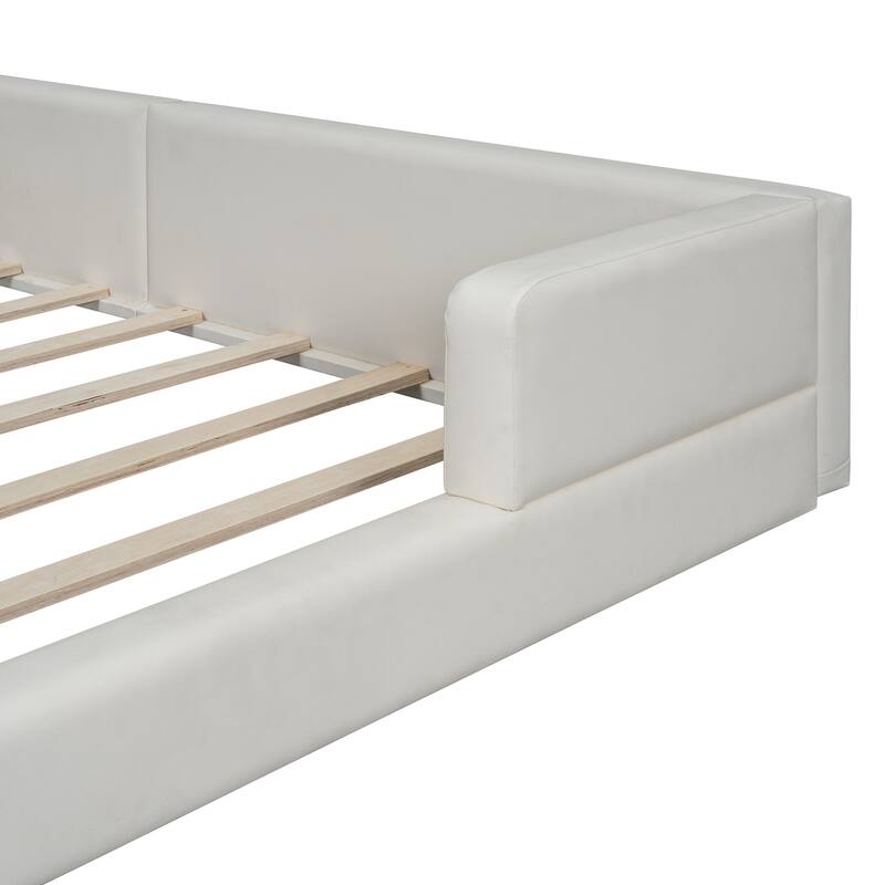 Queen Size PU Upholstered Platform Bed with 2 Reading Lightse