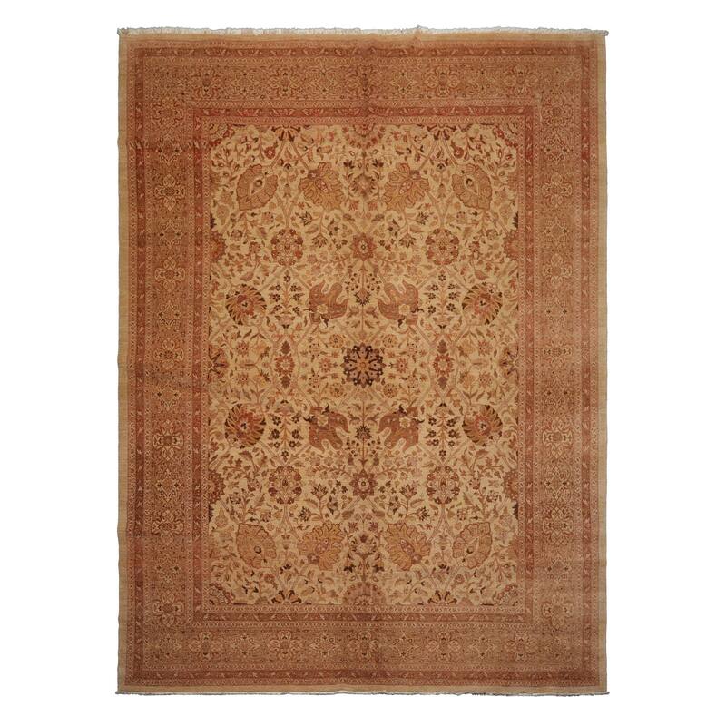 8'9''x11'8'' Traditional 250 KPSI Hand Knotted Beige Wool Area Rug - 8' 9'' x 11' 8''