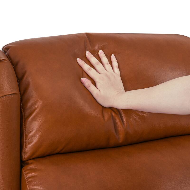 Push Back Genuine Leather Recliner Chair,Modern Recliner Sofa With Adjustable Backrest And Single Chair For Living Room