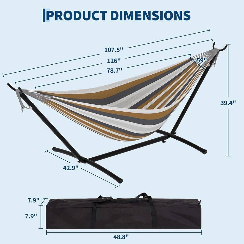Portable Double Hammocks with Carrying Bag for Outside, 450 lbs Capacity