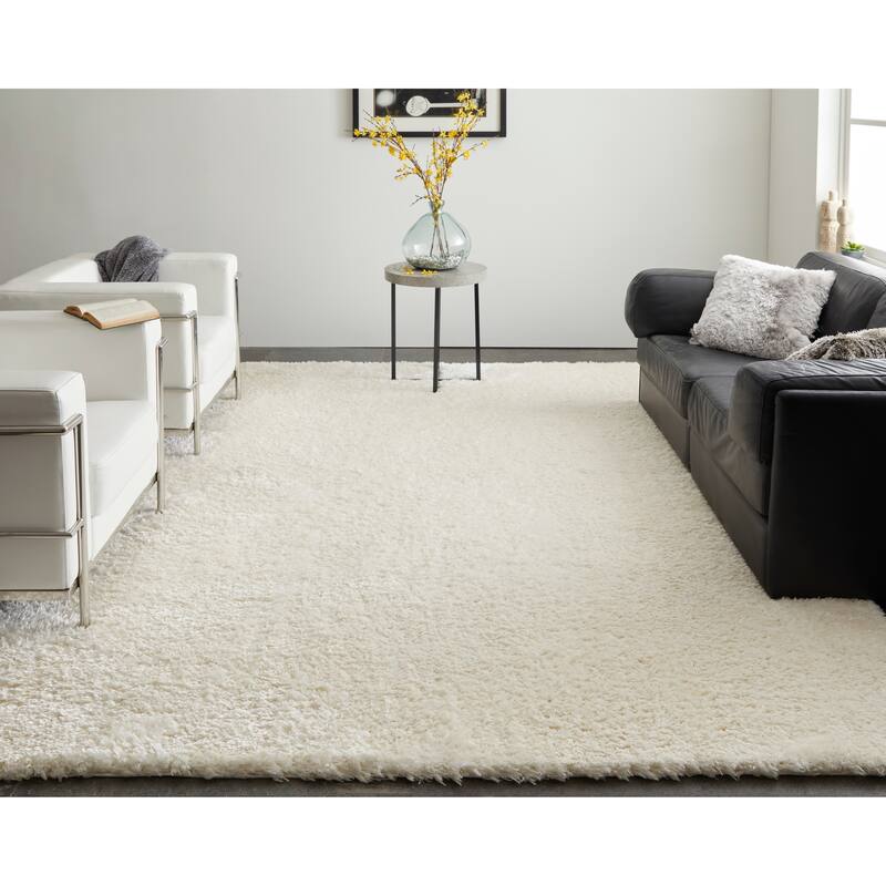 Loman Solid Modern Area Rug - 9' x 12' - White