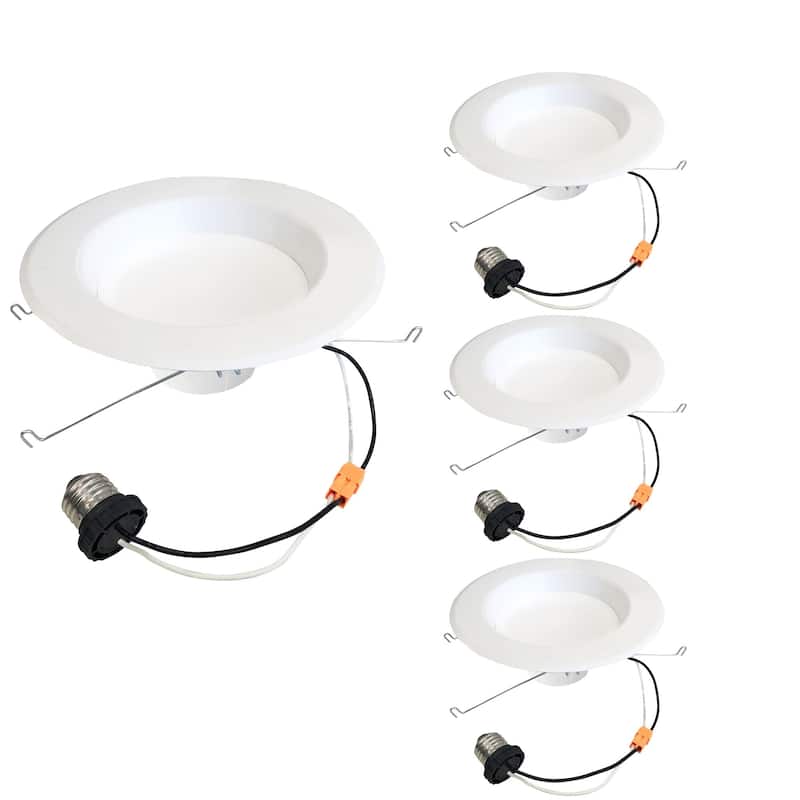 Bulbrite Pack of (4) 14 Watt Adjustable 5/6" Integrated LED Recessed Downlight with E26 Quick Connect Adapter, 1100 Lumens - 2700K Warm White Light