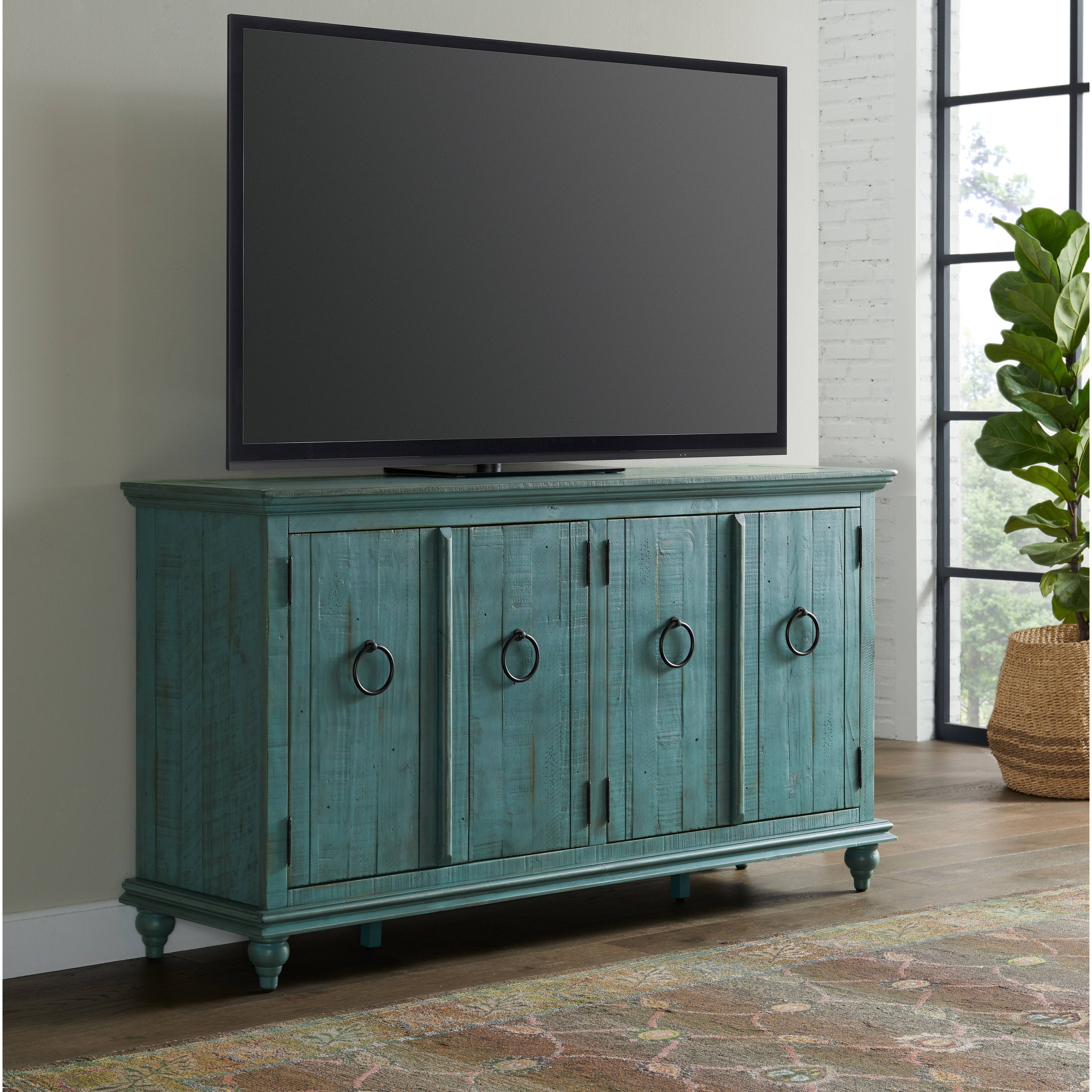 Garden District Farmhouse Solid Wood 65" TV Stand Console