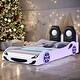 preview thumbnail 2 of 14, Kids Race Car-Shaped Platform Bed with LED and Upholstered Seat-type Backrest