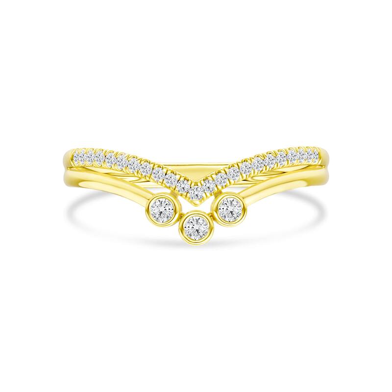 1/10ct TDW Diamond Contour Wedding Band in 10k Gold for Women