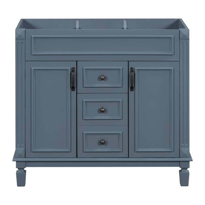 GDFStudio - Arborton Modern Freestanding Bathroom Vanity with 2 Storage Drawers and Soft-Closing Doors (Cabinet only) - 36.3'W - Blue