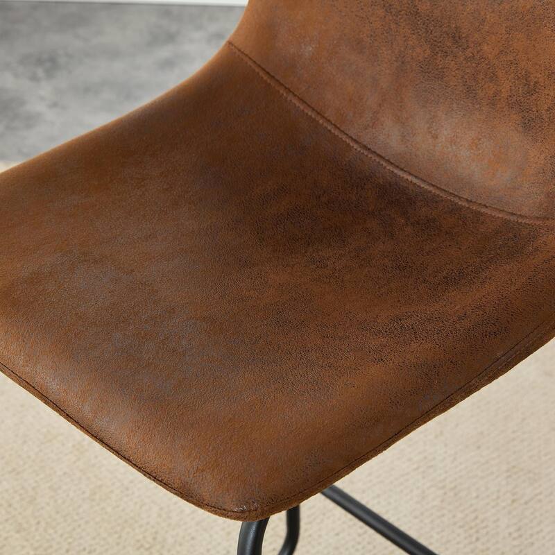 PU Leather Bar Stools Set of 2, Counter Height Bar Stools with Back and Footrest, Kitchens Island Chair with Metal Legs