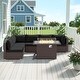 preview thumbnail 37 of 51, 7-Piece Outdoor Deep Seating Sectional Wicker Patio Conversation Set with Fire Pit