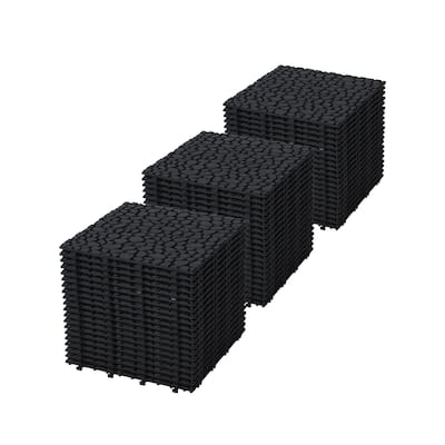 12 x 12 Inch Interlocking Deck Tiles Plastic Waterproof Outdoor All Weather Anti-slip, Weight Capacity Upto 440 LBS, Pack of 60