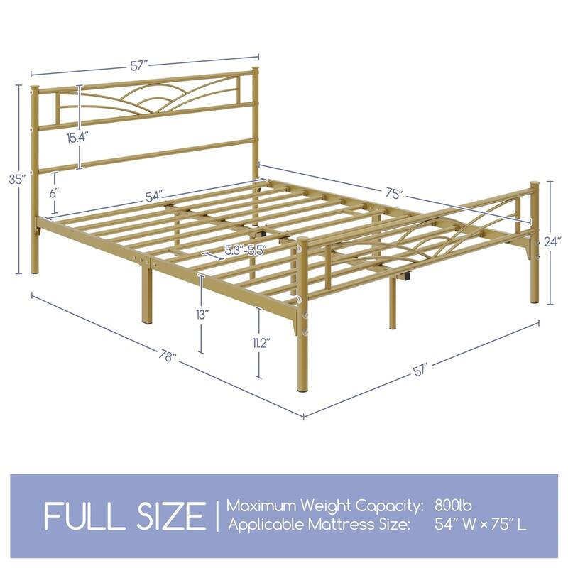 Yaheetech Metal Platform Bed Frame with Underbed Storage Bed Frame with Cloud-inspired Design Headboard