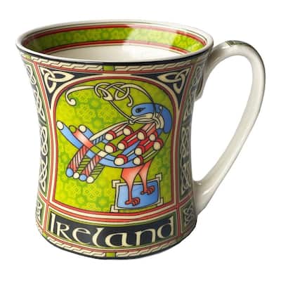 Stylish 11oz Multi-Color Bone China Tea Mug with Celtic Peacock Motif Perfect for Tea or Coffee