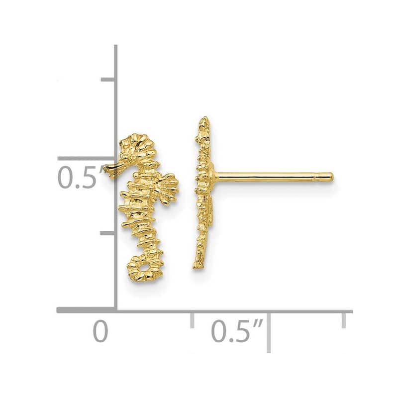 Curata 10k Yellow Gold Mini Seahorse Post Earrings - 12.37x5.84mm Wide Jewelry Gifts for Women