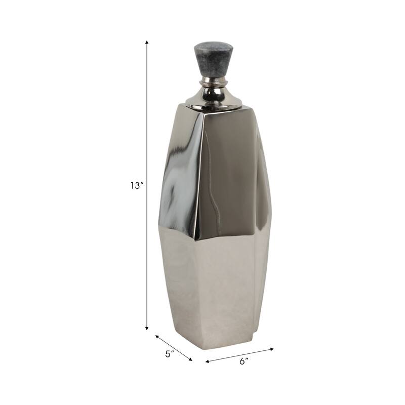 Aluminum Marble Vase Geometric Sculptural Bold Angular Design Interior