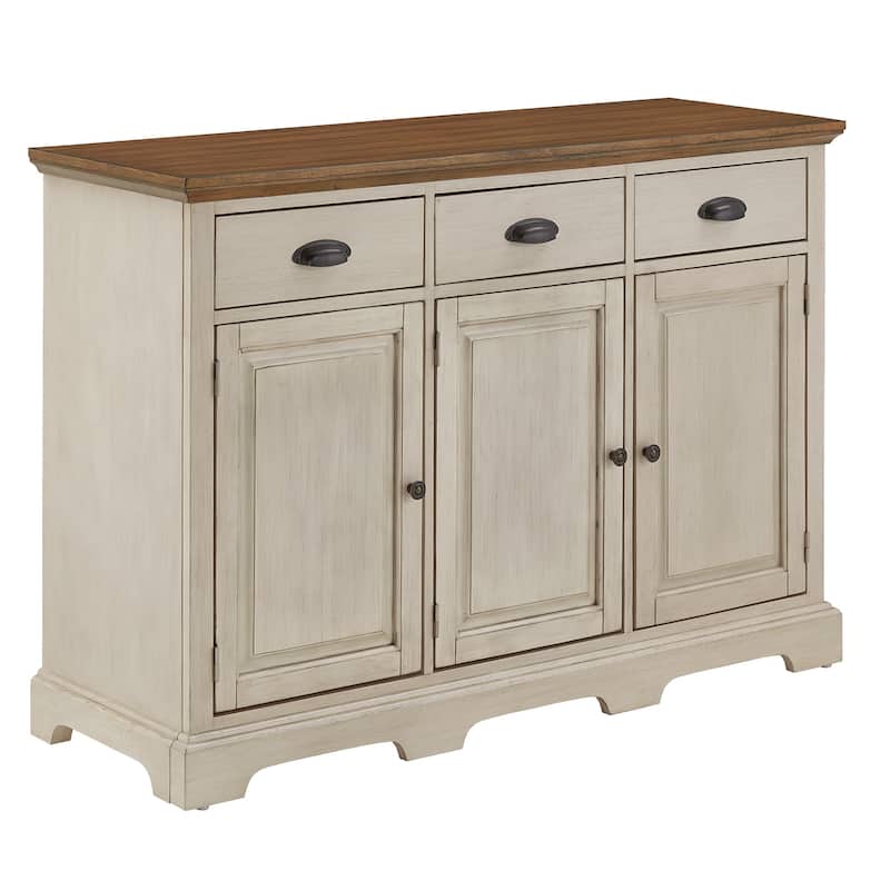 Eleanor Wood Cabinet Buffet Server by iNSPIRE Q Classic - Oak Top with Antique White Base