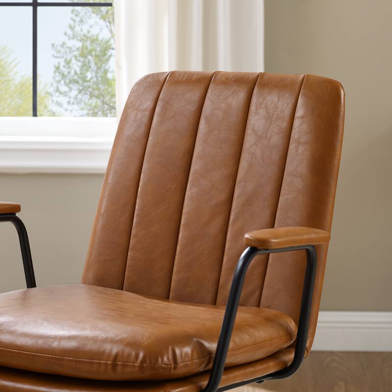 Art Leon Faux Leather Swivel Accent Arm Chair