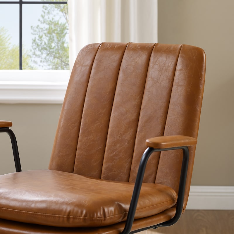 Art Leon Faux Leather Swivel Accent Arm Chair