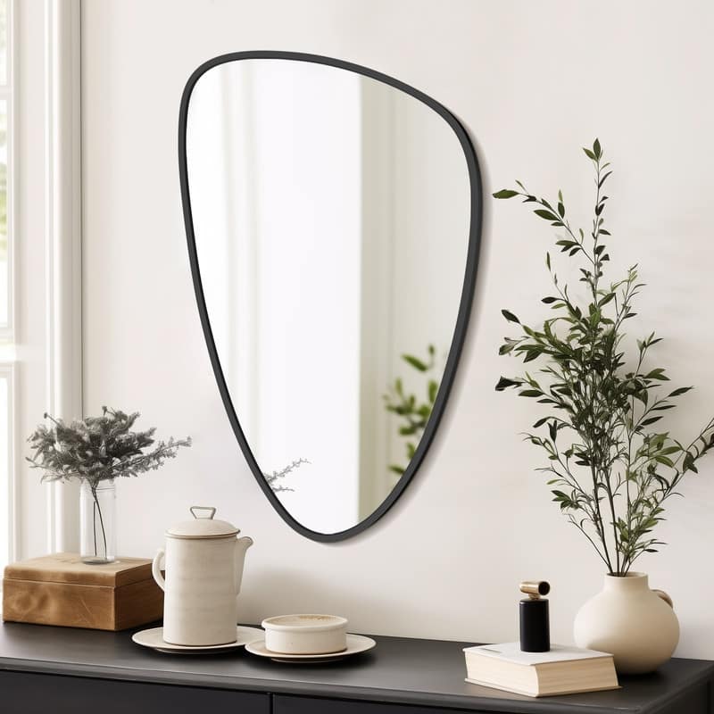 Aluminum-framed Pebble Asymmetrical Decorative Mirror