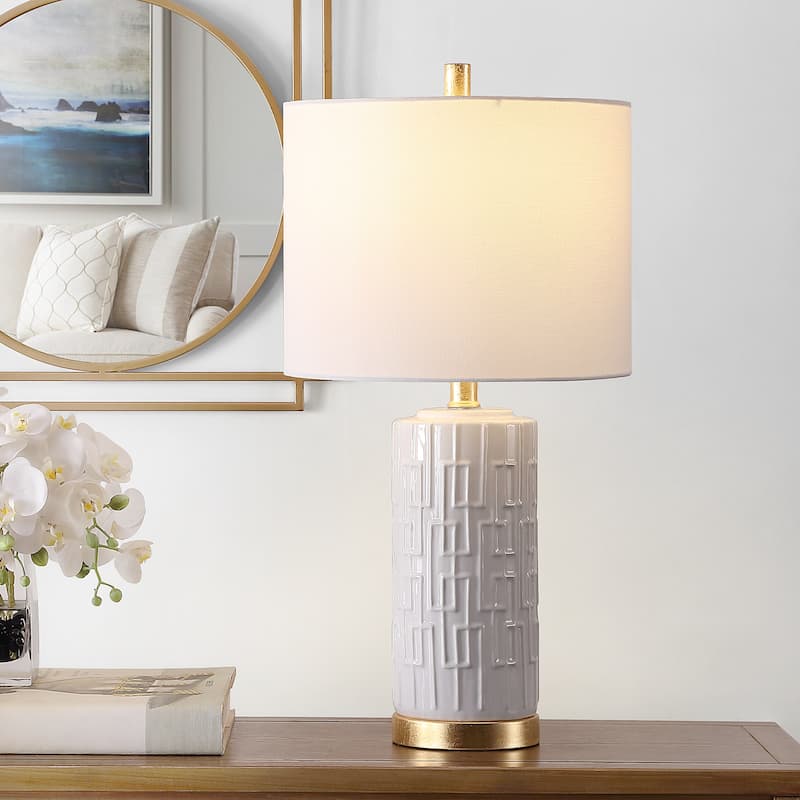 SAFAVIEH Lighting 25-inch Pehonix Ceramic Table Lamp - 13" x 13" x 25"