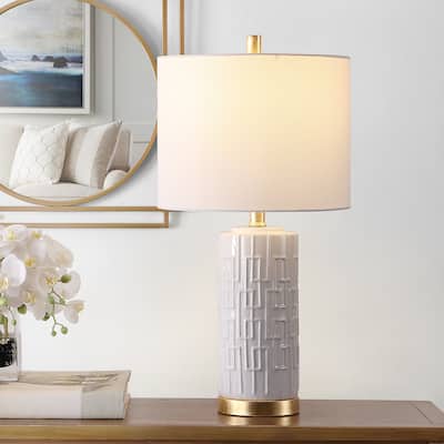SAFAVIEH Lighting 25-inch Pehonix Ceramic Table Lamp - 13" x 13" x 25"