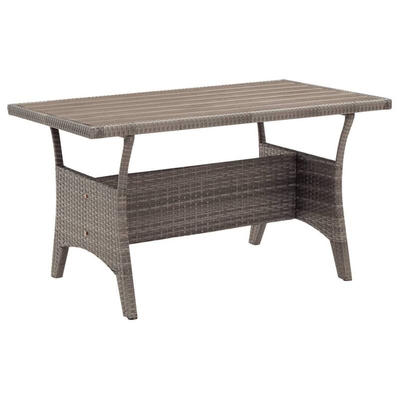 vidaXL Outdoor Dining Table Patio Table Garden Wicker Furniture PE Rattan - 47.2" x 27.6" x 26"