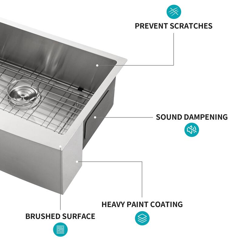 Farmhouse Kitchen Sink Stainless Steel 16 gauge Apron Front Kitchen Sink