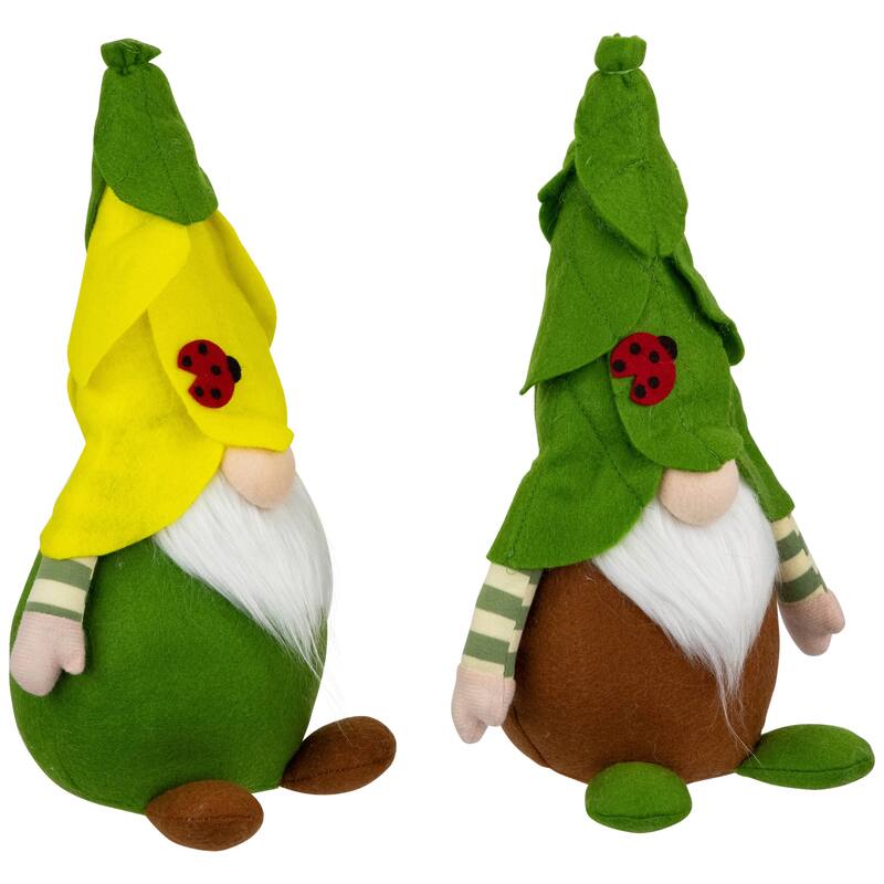 Ladybug Gnome Spring Figures - 11" - Yellow and Green - Set of 2