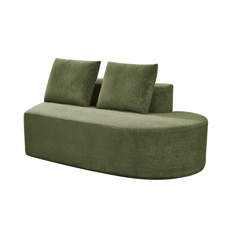 116" Pearl Upholstery Curved Sectional Sofa with Chaise Lounge, High-Density Compressed Sponge Design