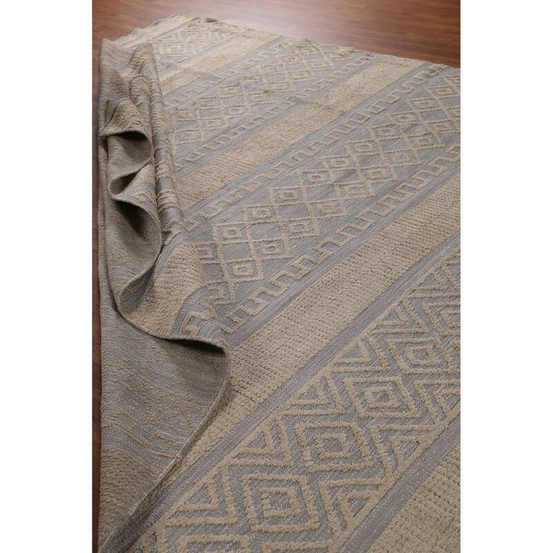 Hand Knotted Oriental 100% Wool Carpet Modern Tribal Greys & Charcoal Moroccan Area Rug - 9' 9'' X 8' 1''