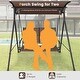 preview thumbnail 9 of 7, 2 Person Porch Swing with Adjustable Canopy and Padded Seat-Brown - 58.5" x 47" x 64" (L x W x H)