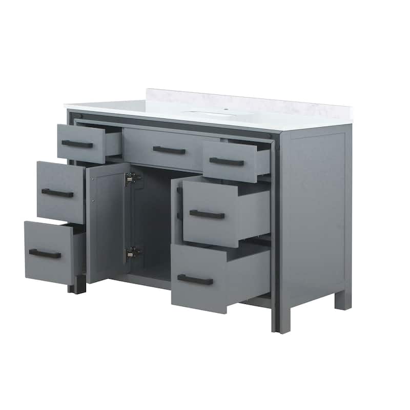 Ziva 48 in W x 22 in D White Bath Vanity and White Quartz Top