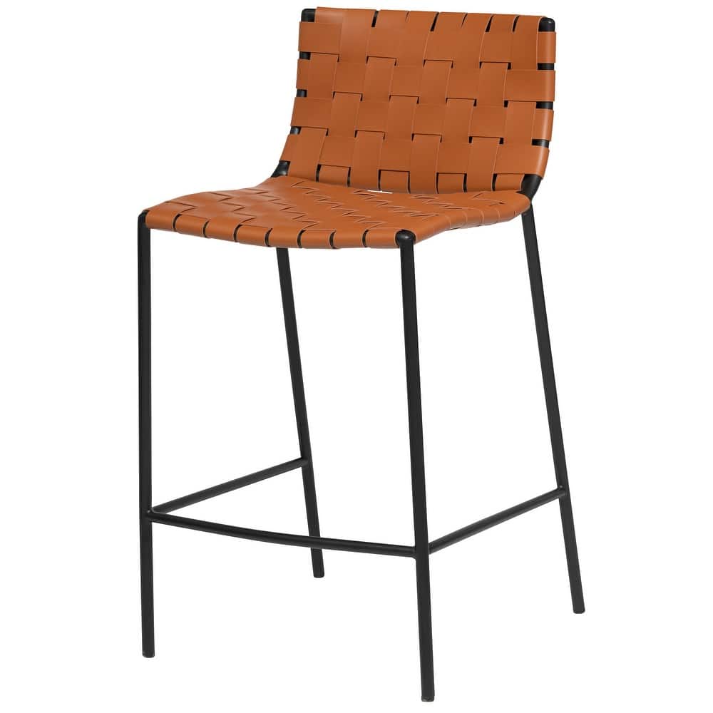 Soho Mid-century Modern Leather Weave Bar Stool (26-inch/ 30-inch) (Single)