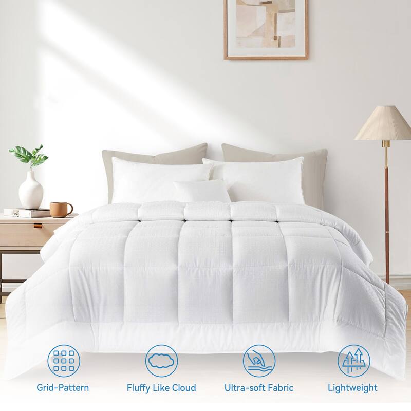 Simply Essential All Season Down Alternative Comforter with Grid-Pattern Jacquard
