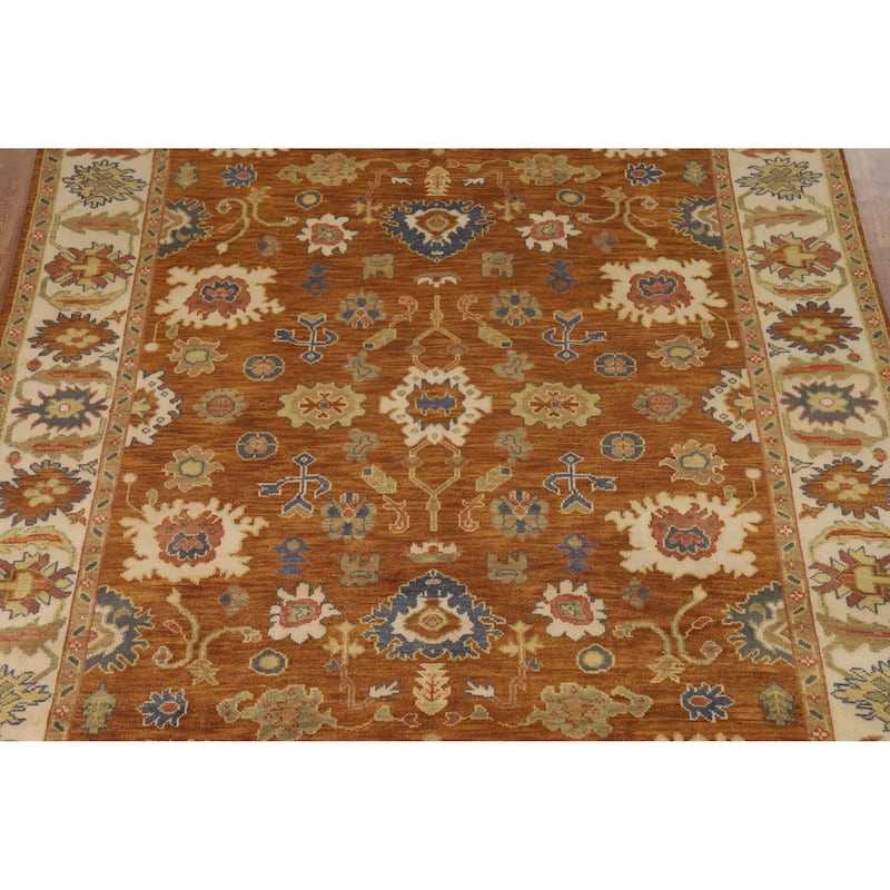 Orange Oushak Indian Area Rug Handmade Wool Carpet - 8'0" x 9'10"