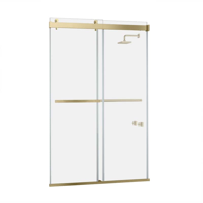 Spezia 56"W x 76"H Sliding Frameless Shower Door in Brushed Gold