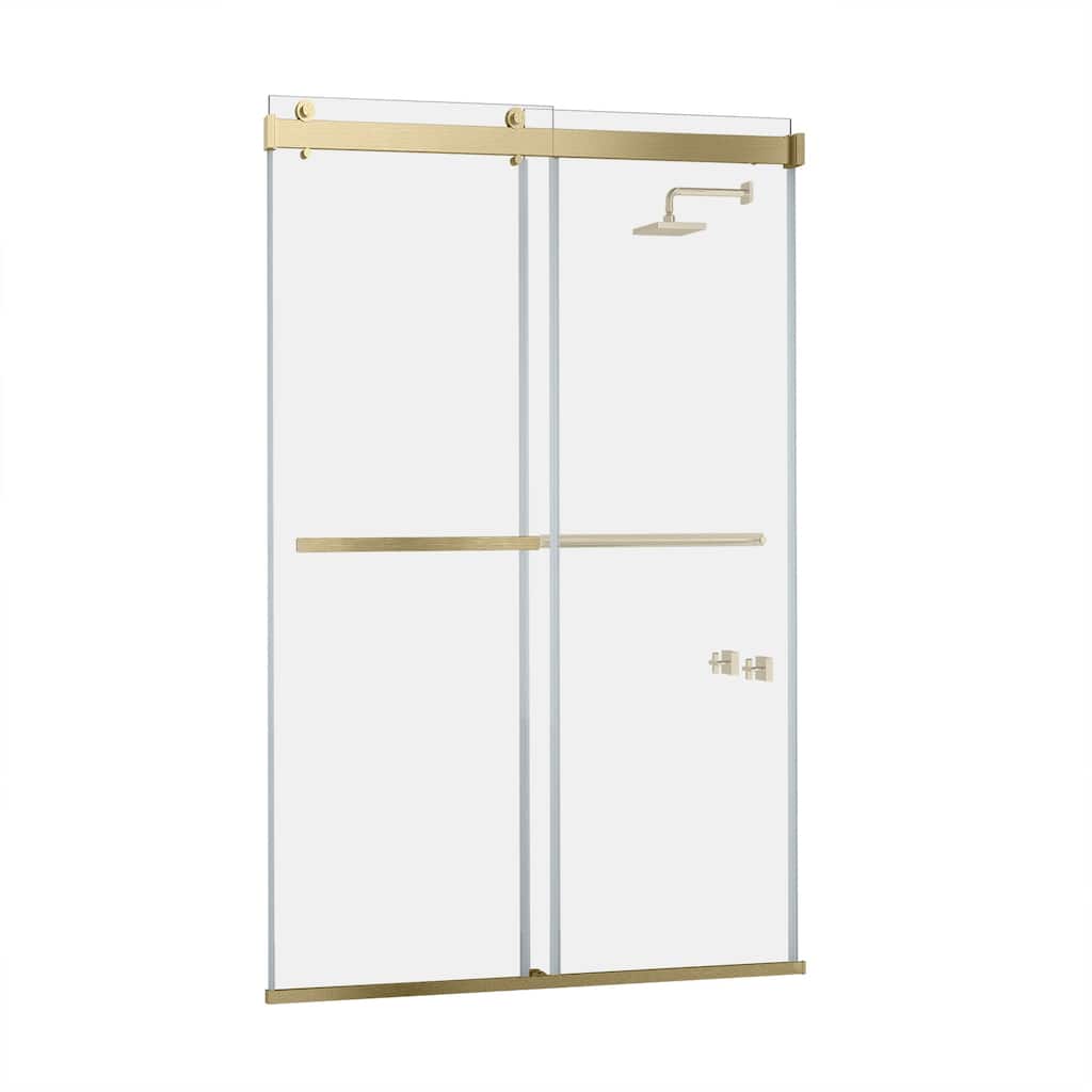 Spezia 56"W x 76"H Sliding Frameless Shower Door in Brushed Gold