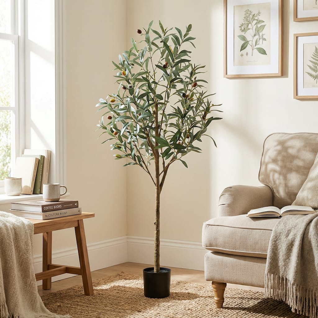 Artificial Olive Tree with Lifelike Fruits Fake Olive Plant Potted