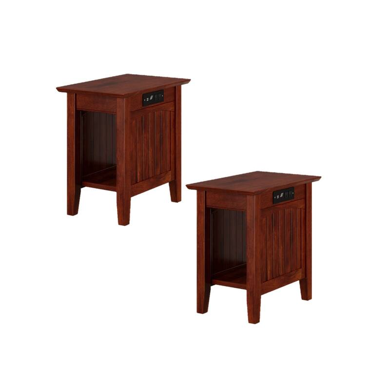AFI Nantucket Chair Side Table Set of 2 with Built-in Charger