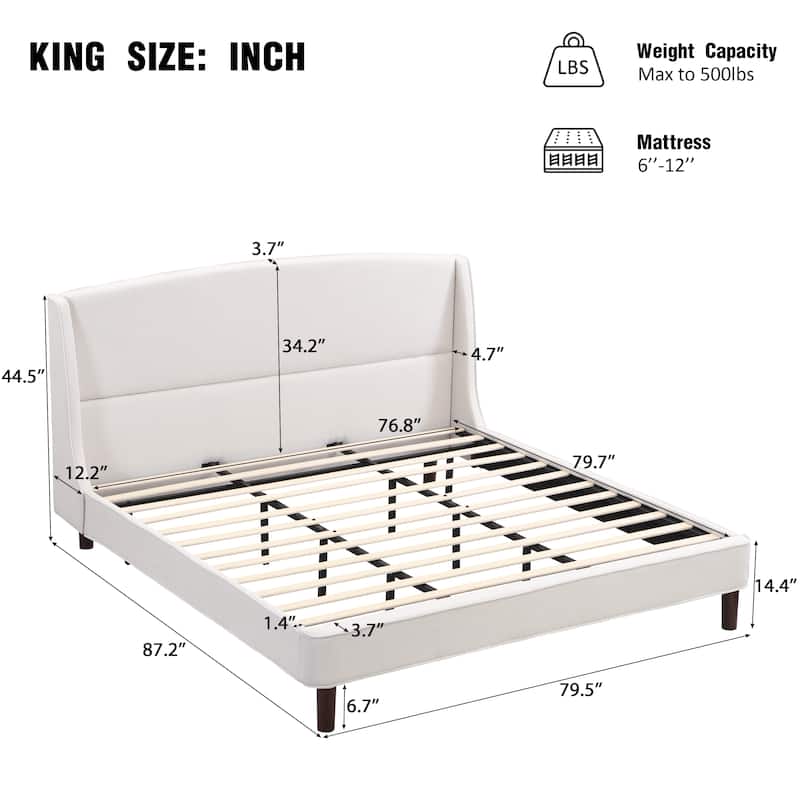Christopher Knight Home - Monroe Wingback Upholstered King Size Platform Bed