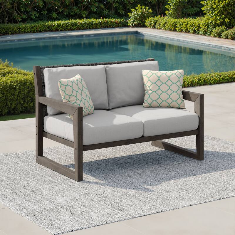Corvus Augusta Patio Loveseat with Sunbrella Pillows