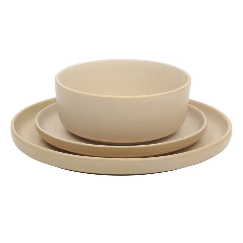 Gibson Elite Pasco (Service for 4) Plates and Double Bowl Reactive Glaze Stoneware Ceramic Dinnerware Set