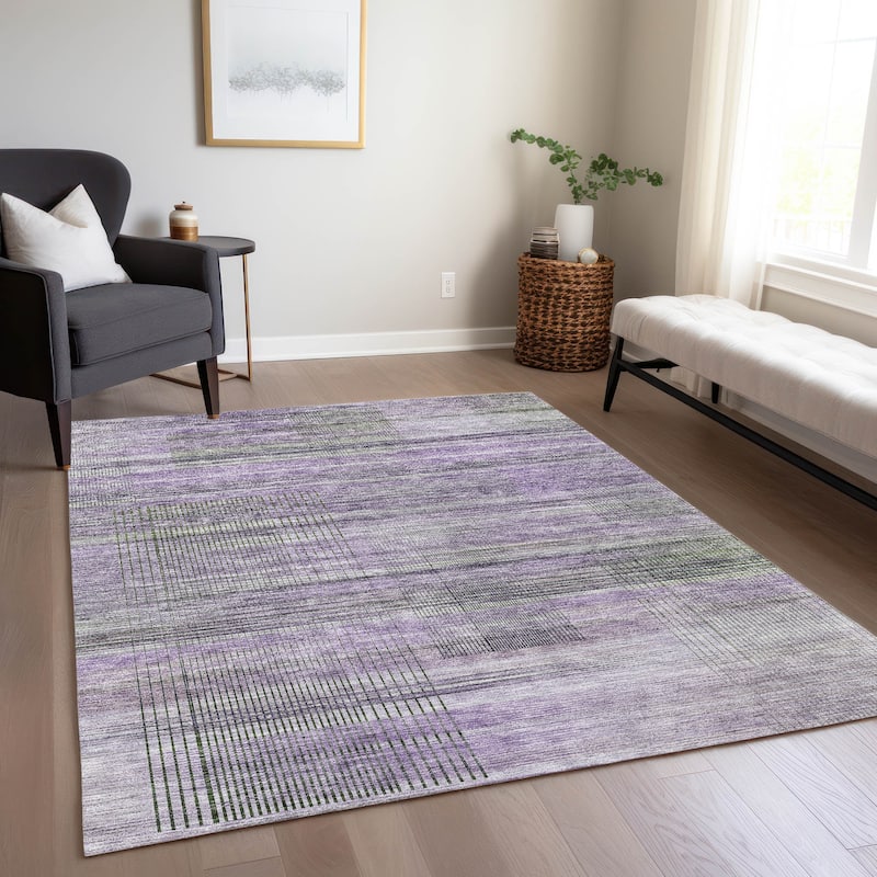 Machine Washable Indoor/ Outdoor Chantille Contemporary Imprints Rug