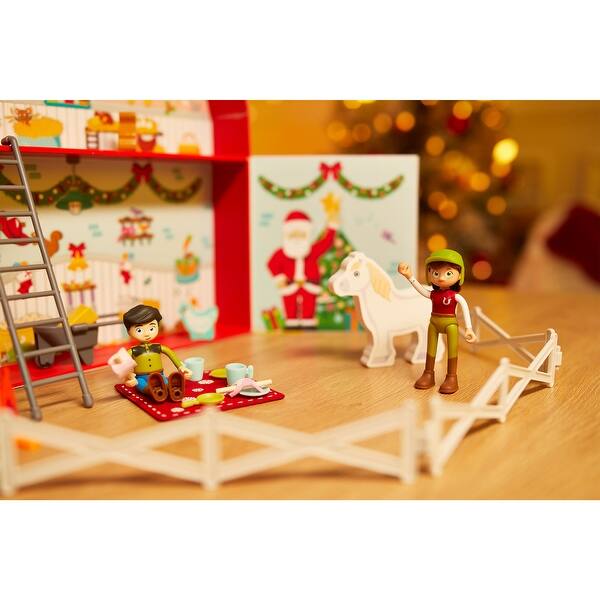 Hape E3410 Kids Wooden Pony Farm Christmas Advent Calendar Set with 24